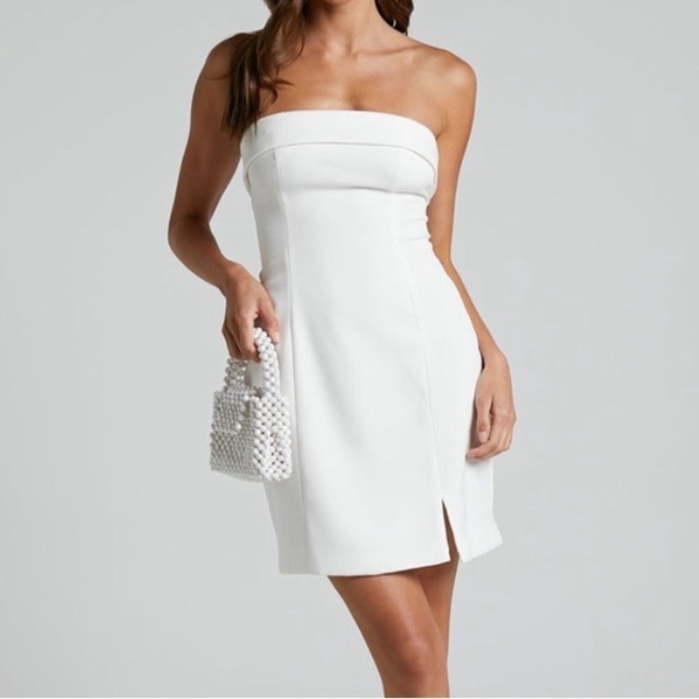 White Strapless Mini Dress Showpo Women’s Size 10 New with Tags